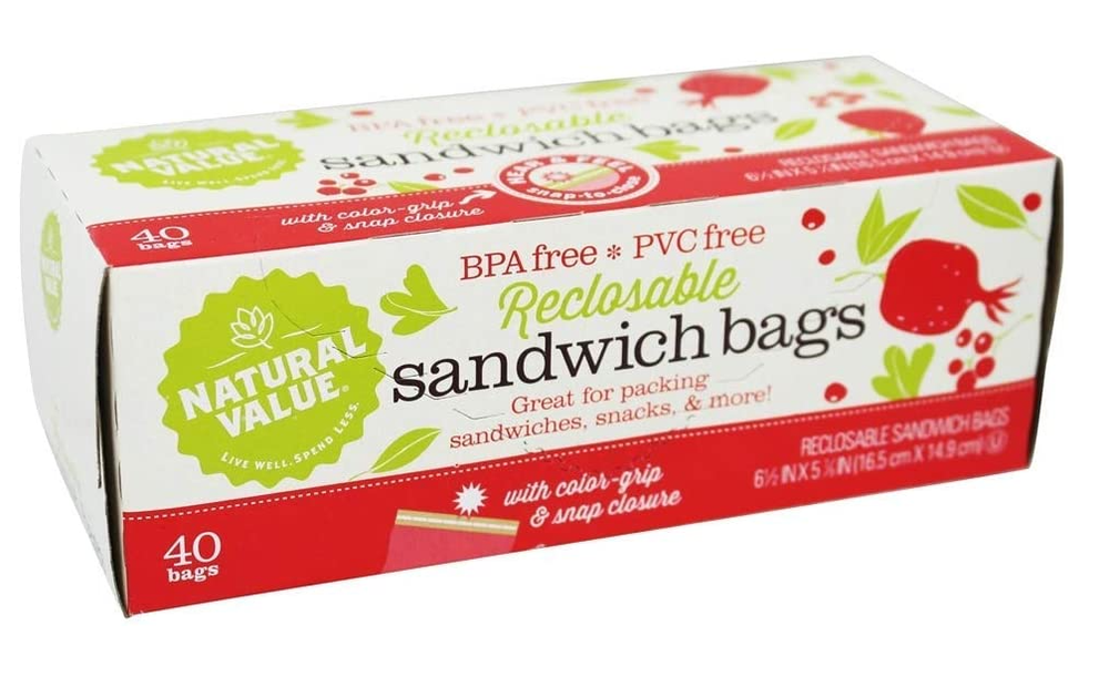 Sandwich Bags Reclosable, 40 Bags